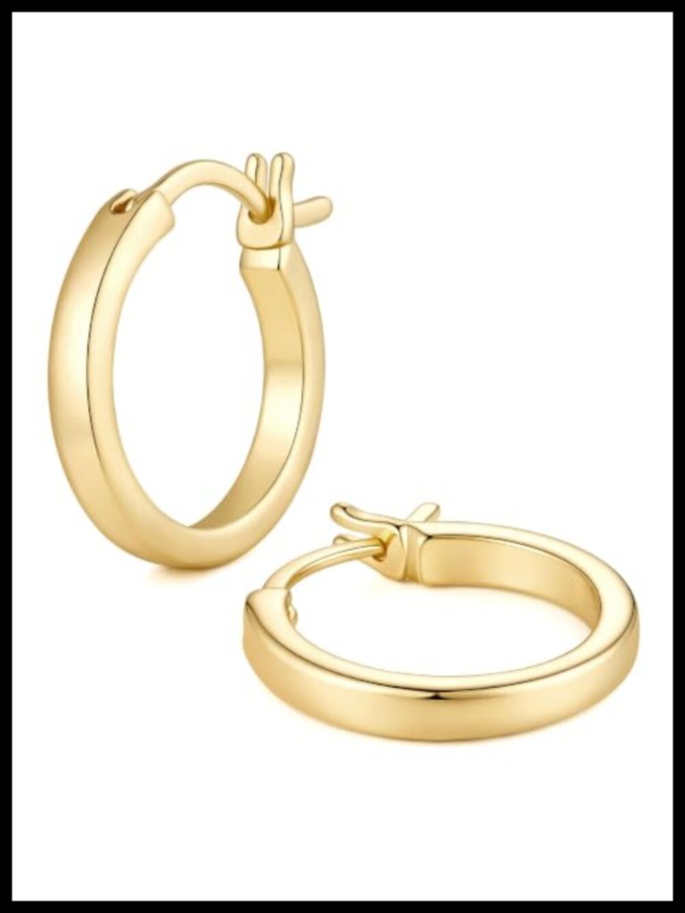 14K Gold Plated Hoop Earrings Latch Back Women Multiple Sizes